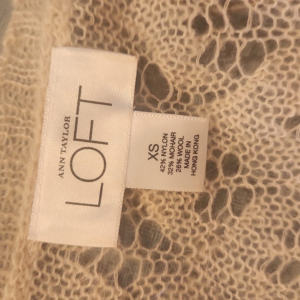 Vintage Ann Tayor Loft Cardigan Sequins And Beads Ivory Wool Size XS - Picture 6 of 9